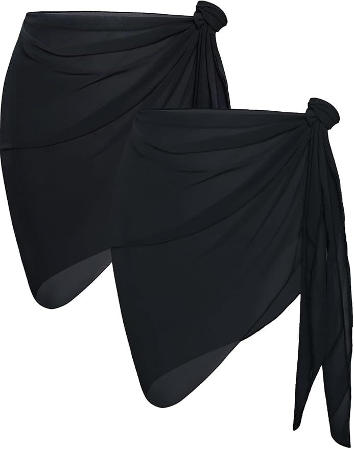 CHICGAL 2 Pieces Women Beach Sarong Bathing Suit Wrap Skirt Sheer Bikini by CHICGAL