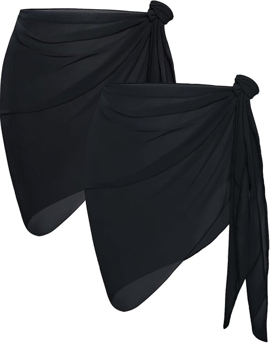 CHICGAL 2 Pieces Women Beach Sarong Bathing Suit Wrap Skirt Sheer Bikini by CHICGAL