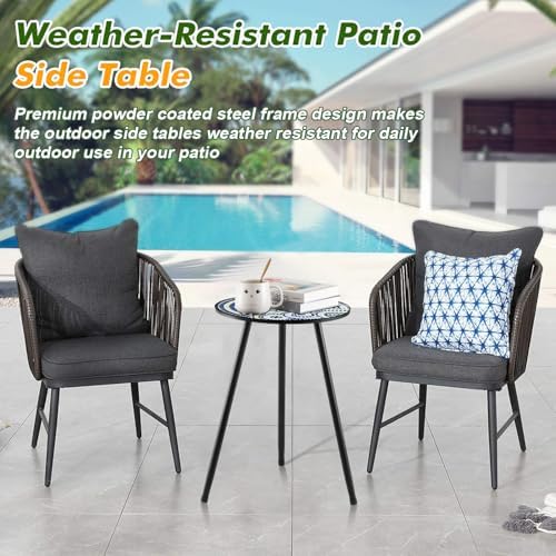 Party Zealot 2 Packs Metal Mosaic Round Side Tables 13.4" Small Outdoor Patio - Image 5