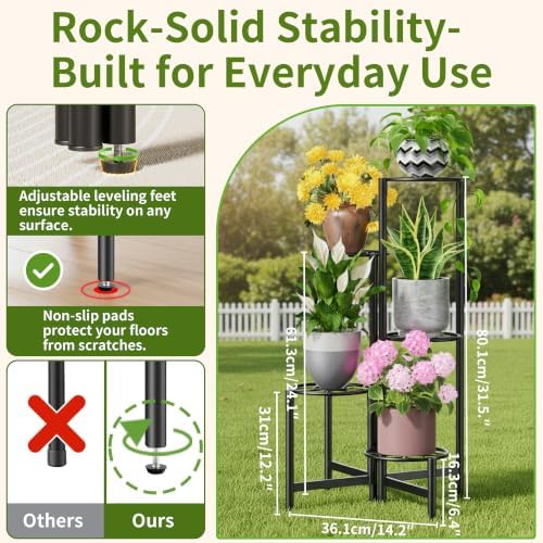 Plant Stand 5 Tier Indoor Metal Flower Shelf - Image 3