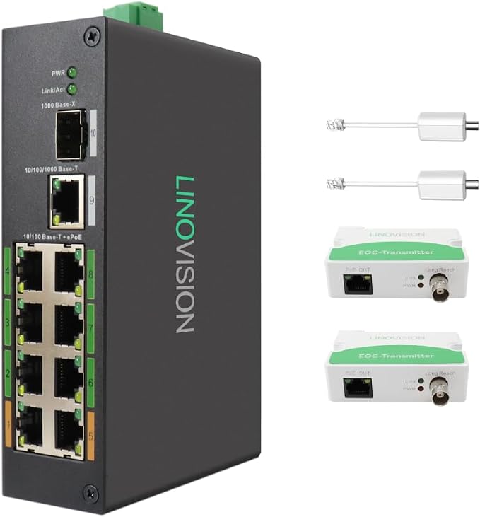 LINOVISION Industrial 8-Port EOC & POE Switch by LINOVISION%C2%AE