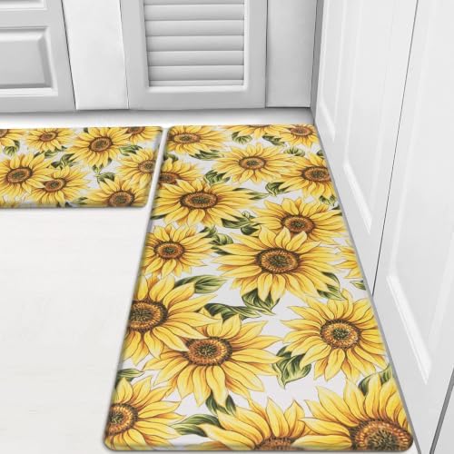 HEBE Fall Kitchen Rugs Set of 2, Anti Fatigue Kitchen Mats by HEBE