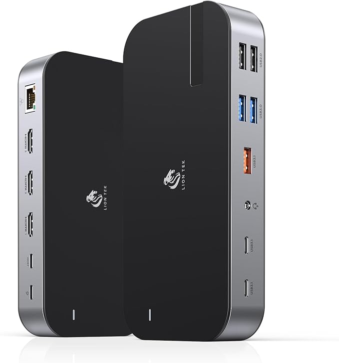 Laptop Docking Station, 16 in 1 USB C Docking Triple Monitor, USB C Dock Station by LIONWEI