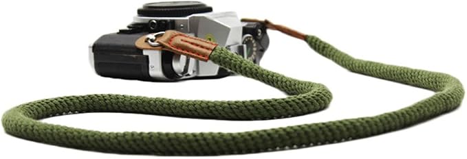 Vintage Handmade Cotton Leather Camera Neck Strap by Unknown