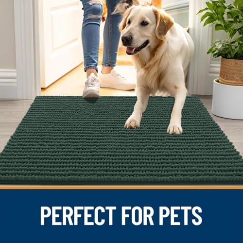 OLANLY Dog Door Mat for Muddy Paws 70x46, Extra Absorbent Chenille Mud Mat - Image 6