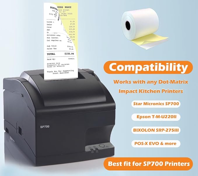 2 Ply Carbonless Rolls 3" X 95 Feet White/Yellow Receipt Paper POS Cash - Image 4