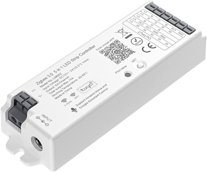 BTF-LIGHTING 5in1 LM052 Tuya Zigbee3.0 LED Controller Support Dimming CCT RGB by BTF-LIGHTING