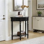 Half Moon Console Table Solid Wood Vintage Entryway Table - Image 3