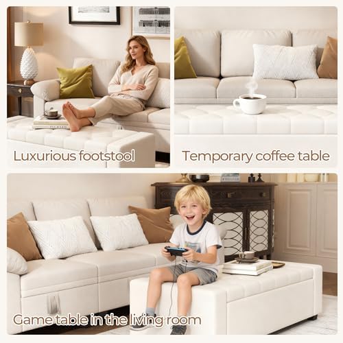 Ottoman with Storage Bench, Large Storage Ottoman Entryway Benches Ottoman - Image 5