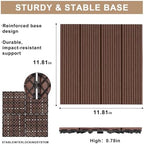 Composite Interlocking Deck Tiles Outdoor, 9 Pack, Light Coffee Color - Image 4