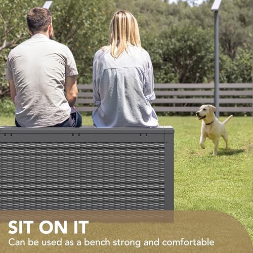 Devoko 100 Gallon Waterproof Deck Box, Resin Large Outdoor Storage Box - Image 3