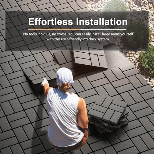 EchoDeck Interlocking Deck Tiles, 9 Pack Patio Tiles Outdoor Interlocking All - Image 2
