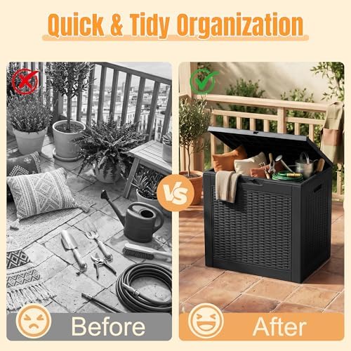 Outdoor Storage Box, 42 Gallon Waterproof Resin Patio Deck Box - Image 4