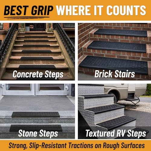 Ottomanson Bullnose Stair Treads Outdoor – Ribbed Heavy-Duty Non-Slip Stair - Image 5