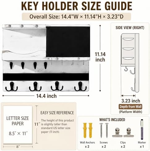 Key Holder Wall Mount with Shelf, Key Hooks - Image 2
