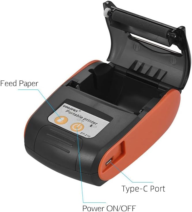 Thermal Receipt Printer, PT-210 58mm Portable Thermal Printer Handheld Ticket - Image 5
