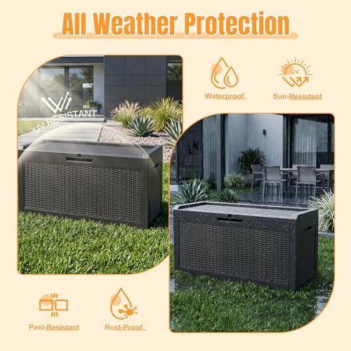 Outdoor Storage Box, 120 Gallon Waterproof Resin Patio Deck Box - Image 2