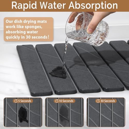 Large Stone Dish Drying Mat for Kitchen Counter, Foldable Water Absorbing - Image 3