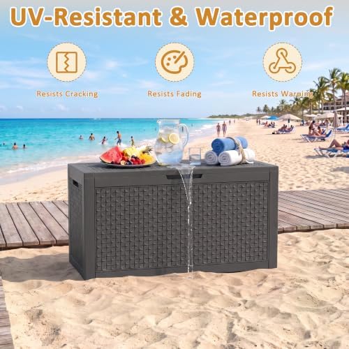 180 Gallon Outdoor Storage Box, Large Waterproof Patio Deck Box - Image 2