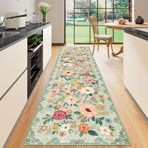 DUKINO 2.6x10 Runner Rug for Hallway, Washable Kitchen Rugs Non Slip by DUKINO