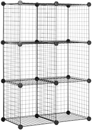 Amazon Basics 6 Cube Wire Grid Storage Organizer, Stackable Cubes, Cubby by AmazonBasics