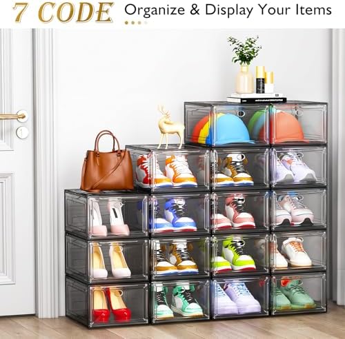 12 Pack Shoe Organizer, Stackable Shoe Storage Boxes - Image 3