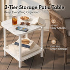 PASAMIC Outdoor Side Table, 2-Tier Oval Patio Table - Image 3