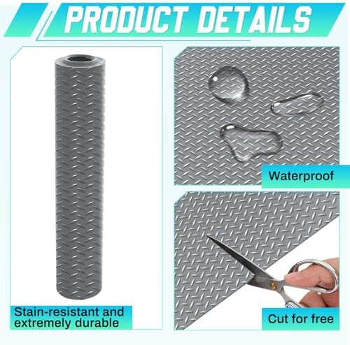 Breling 16 in X 10 ft Rubber Diamond Plate Garage Floor Mat - Image 3