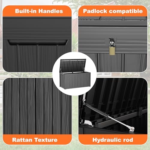 PatioZen 180 Gallon Deck Box, Resin Outdoor Storage Box - Image 2