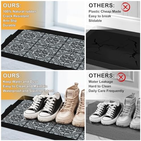 BEHERO Boot Tray Shoe Mat Decorative Patterned, Rubber Boot Matt Tray Indoor - Image 2
