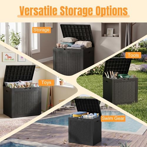 Outdoor Storage Box, 42 Gallon Waterproof Resin Patio Deck Box - Image 5