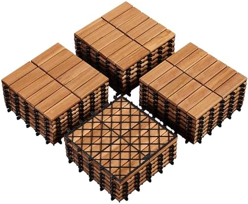 Yaheetech 27PCS Acacia Interlocking Deck Tiles Outdoor Patio Flooring by Yaheetech