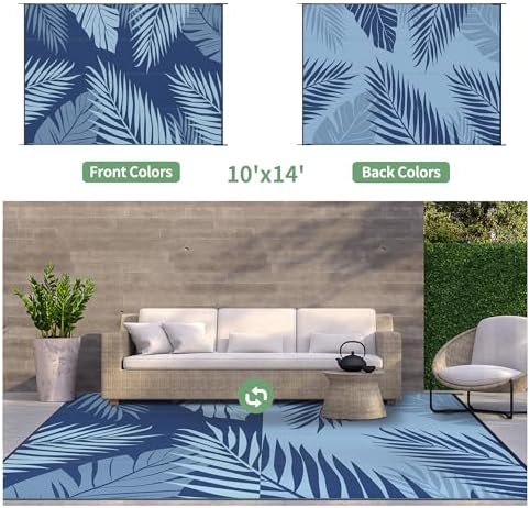 GENIMO Outdoor Rug, Waterproof Plastic Rugs 10'x14' - Image 2