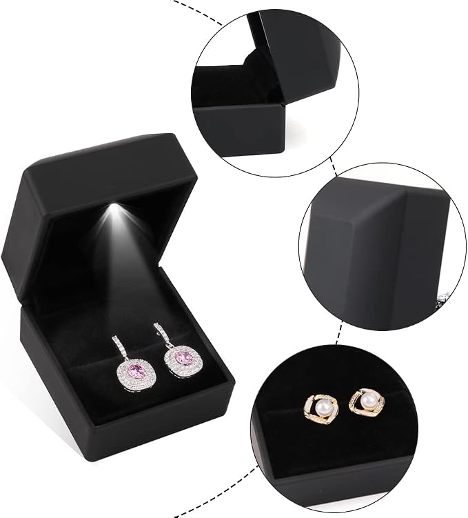 iSuperb® Ring Box Black Jewelry Case Organizer - Image 8