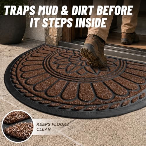 Mibao Half Round Door Mat, Non-Slip Welcome Entrance - Image 2