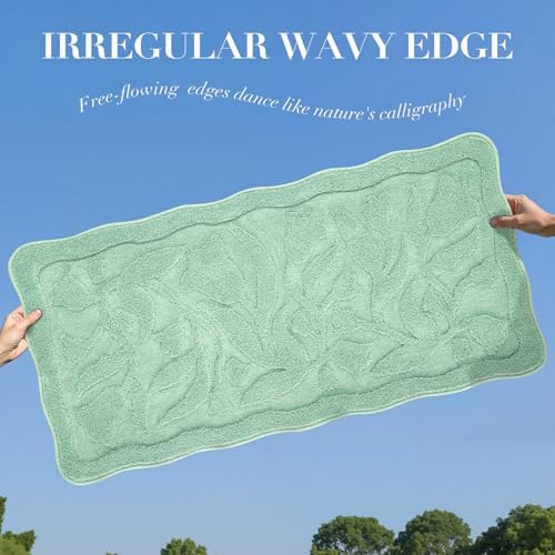 BSICPRO Large Bathroom Runner, 24x47 Floral Bath Mat, Mint Green - Image 3