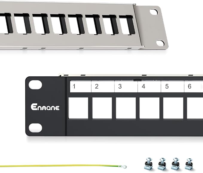 24 Port Patch Panel Blank Keystone Patch Panel 1U 19" by Enmane