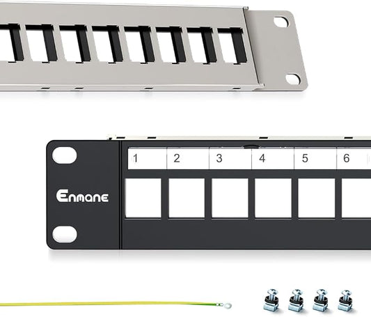 24 Port Patch Panel Blank Keystone Patch Panel 1U 19" by Enmane