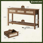 SUPERJARE Rattan Console Sofa Table - Image 2