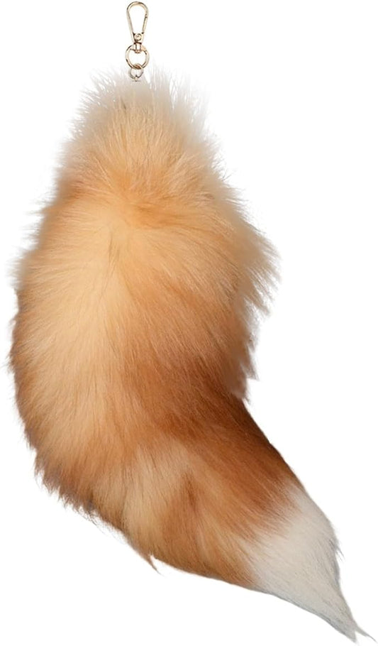 Fox Tail Keychain Long, Fluffy Therian Tail Faux Fur Keyring, Party Costume by Unknown