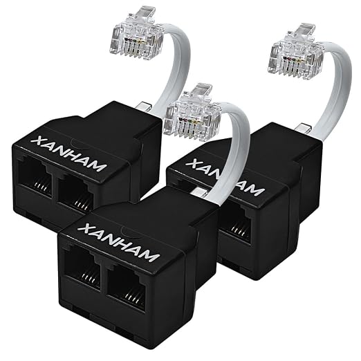 Telephone Cable 2 Way Splitter RJ11 6P4C Phone Line Cord Adapter by XANHAM