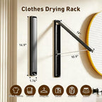 Clothes Drying Rack, Laundry Room Wall Mounted Retractable Clothes Hanger - Image 6