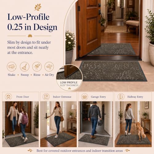Yimobra Extra Large Front Door Mat, Floral Outdoor Mat - Image 5