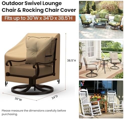 Mrrihand Patio Chair Covers, 2 Pack Outdoor Swivel Lounge Chair Cover, Heavy - Image 2