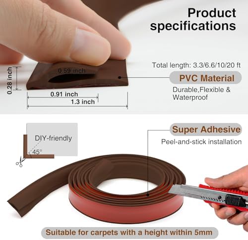 Carpet Edge Trim Binding Rug Protector Thin Rugs Deep Brown 20FT - Image 4