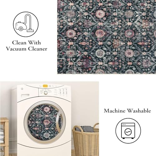 Lahome Moroccan Washable Rug, 2x3 Black Entryway Rugs - Image 3