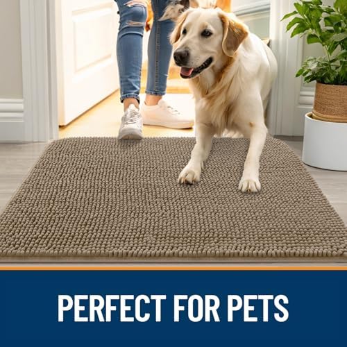 OLANLY Dog Door Mat for Muddy Paws 36x24, Super Absorbent Chenille Mud Mat - Image 6