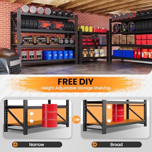 Set of 2 Metal Storage Shelves, 48” Wide Heavy Duty Garage Shelving Units - Image 5