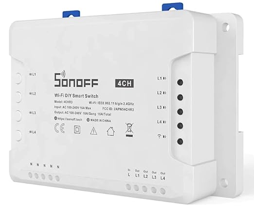 SONOFF 4CH R3 Smart Switch, 4 independently Channel WiFi Remote Time Switch by SONOFF