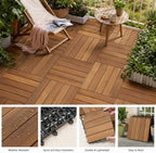 36 PCS Hardwood Interlocking Patio Deck Tiles, Porch & Poolside - Image 4